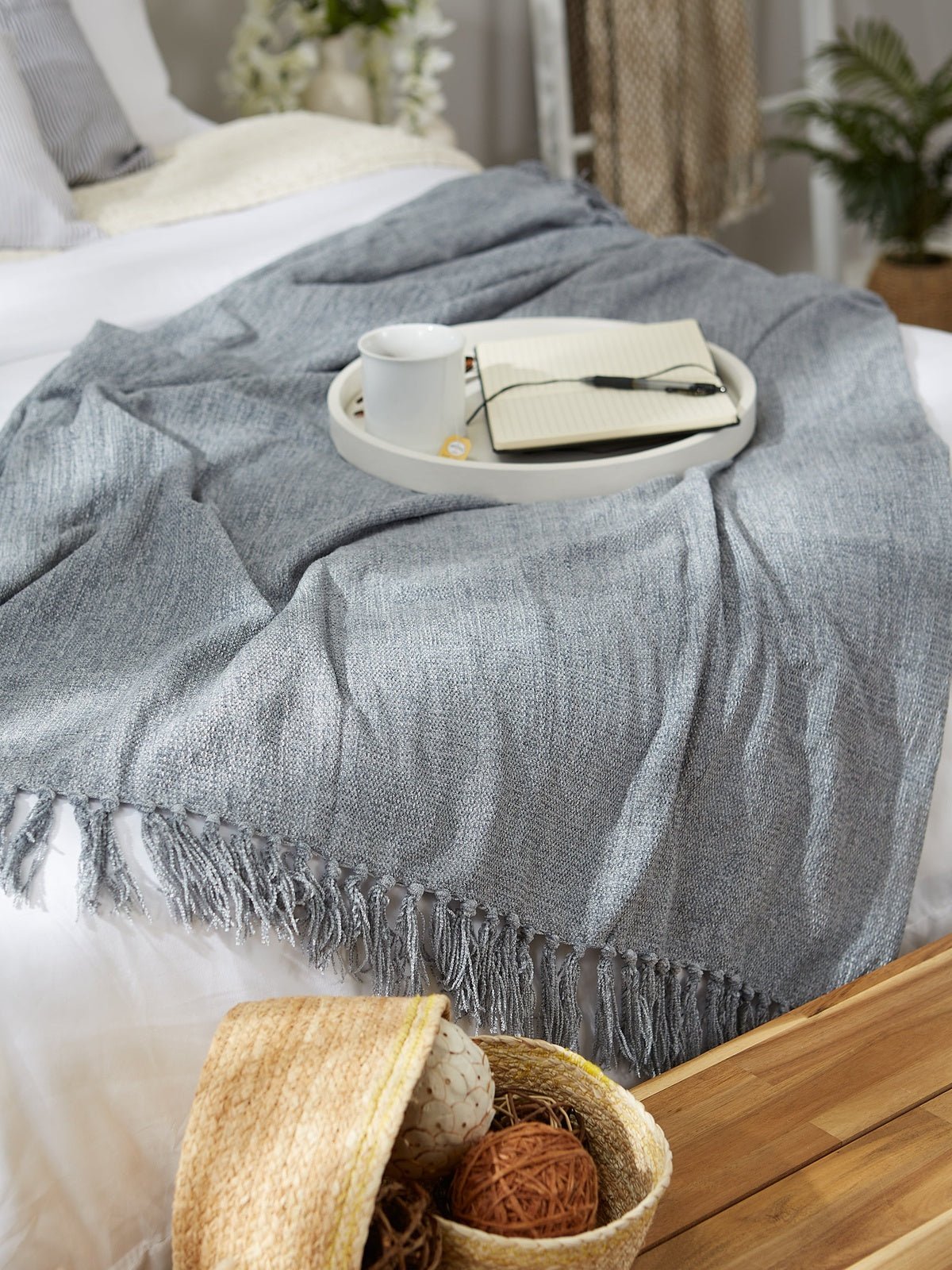 Soft Denim Blue Chenille Throw