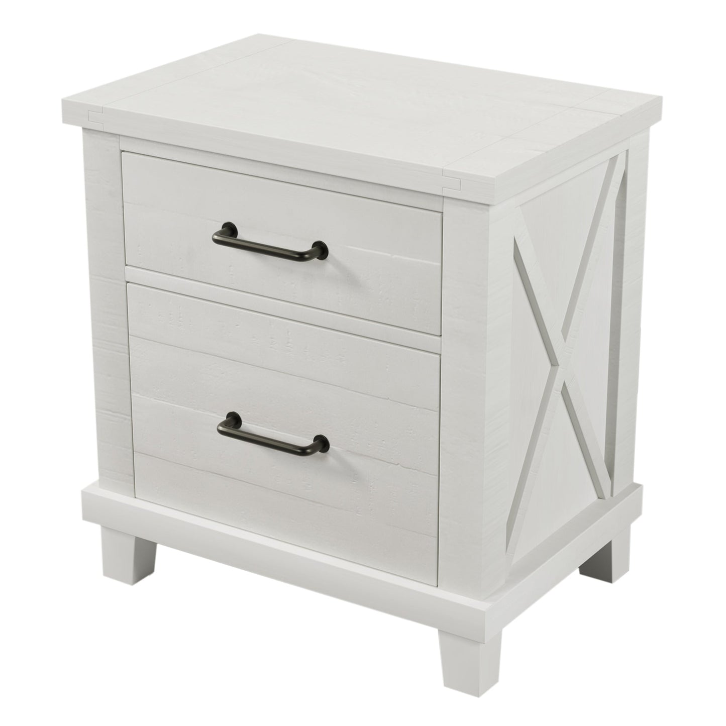 Solid Pine Wood Two-Drawer Nightstand