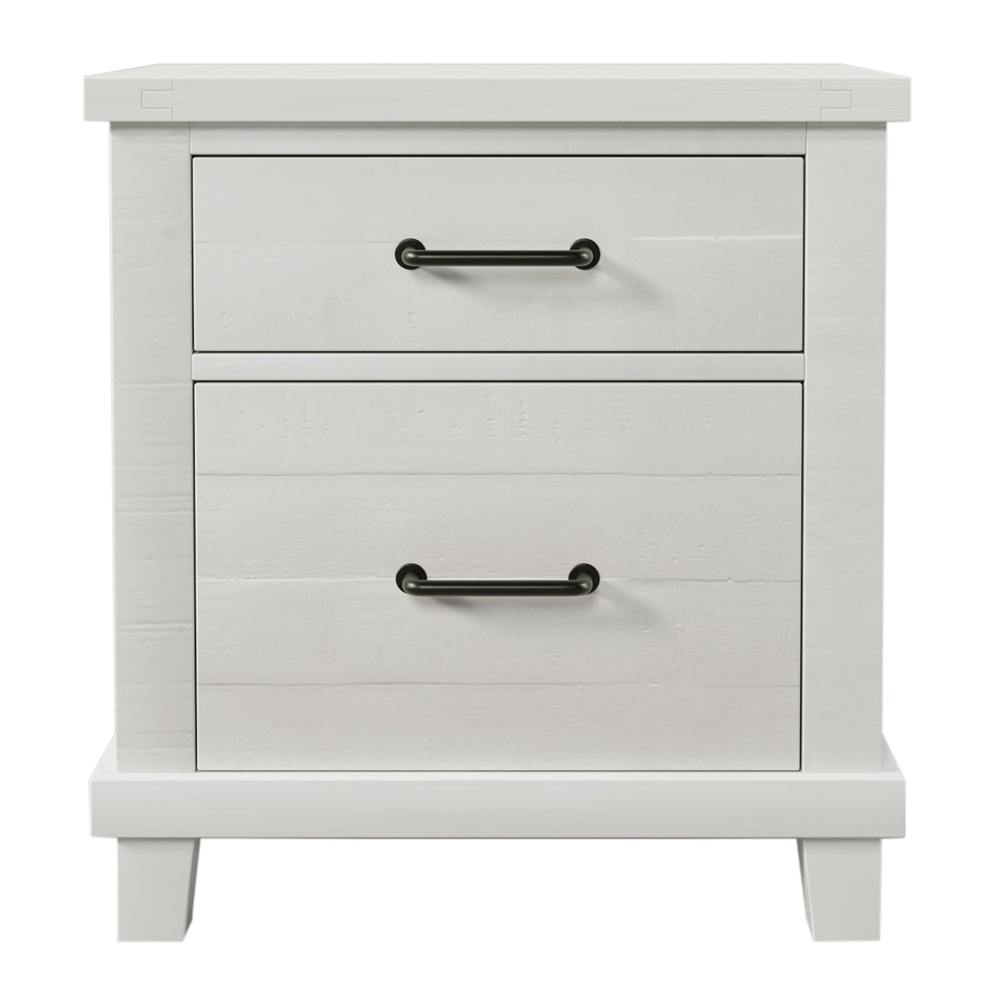 Solid Pine Wood Two-Drawer Nightstand