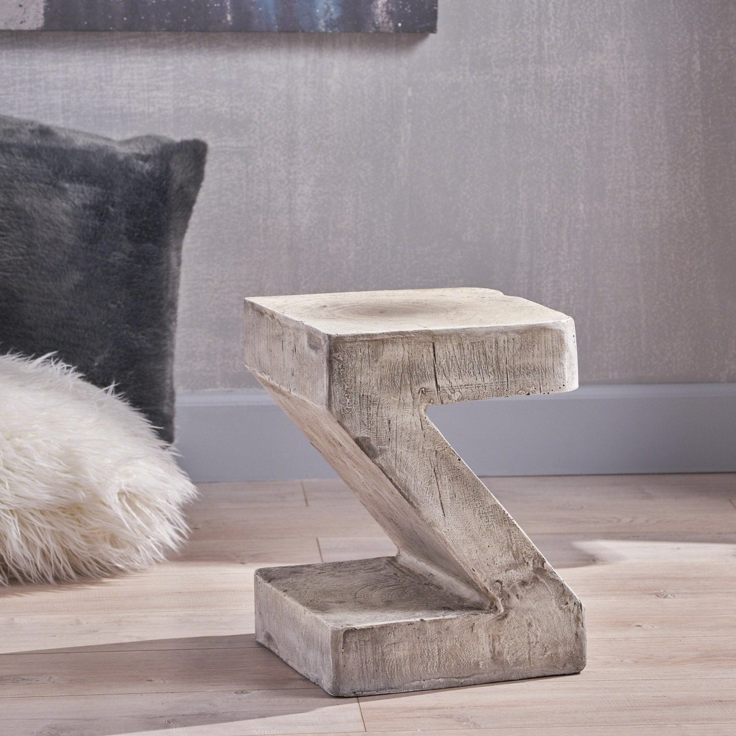 Solid Wood Z-Shape Side Table