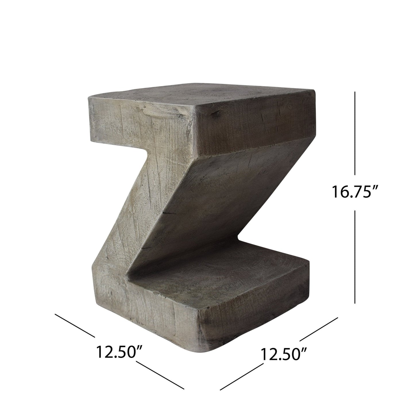 Solid Wood Z-Shape Side Table