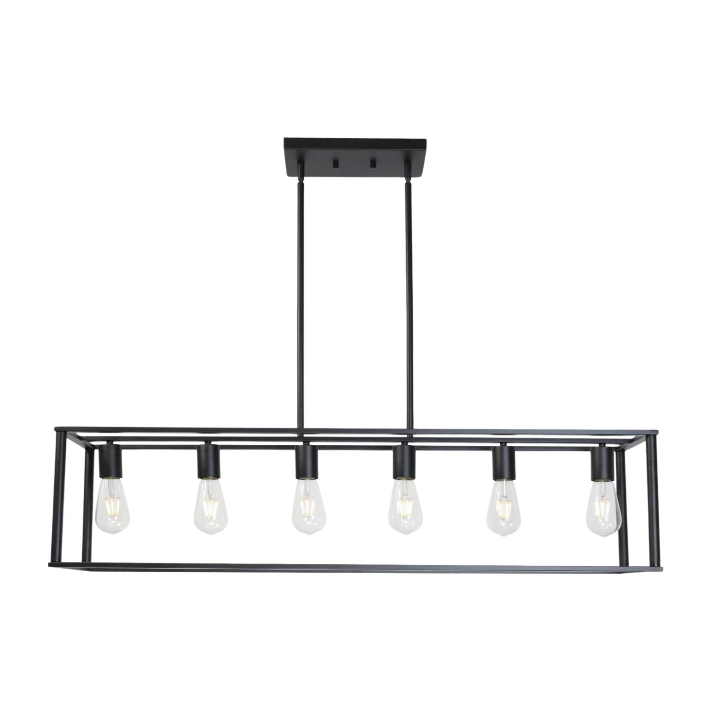 Solitude 6-Light Rectangle Chandelier with Metal Cage