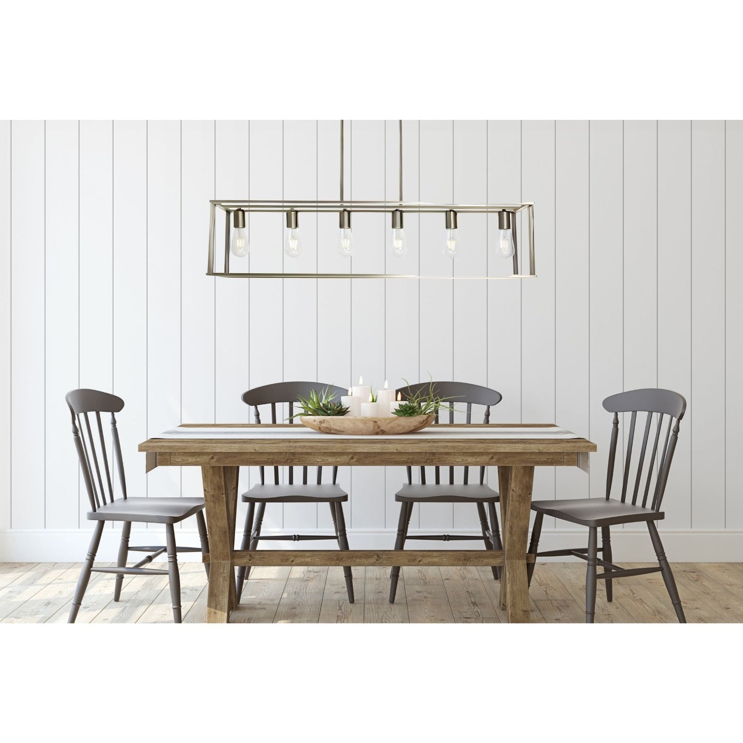 Solitude 6-Light Rectangle Chandelier with Metal Cage