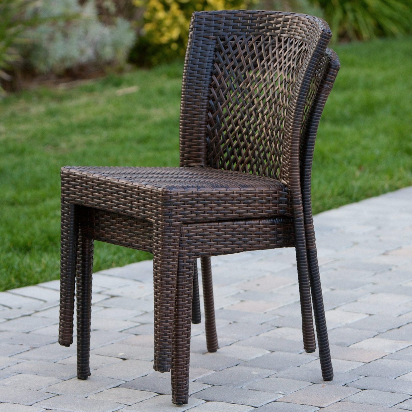 Stellar Outdoor Dining Chair with Rattan Cover, Set of 4