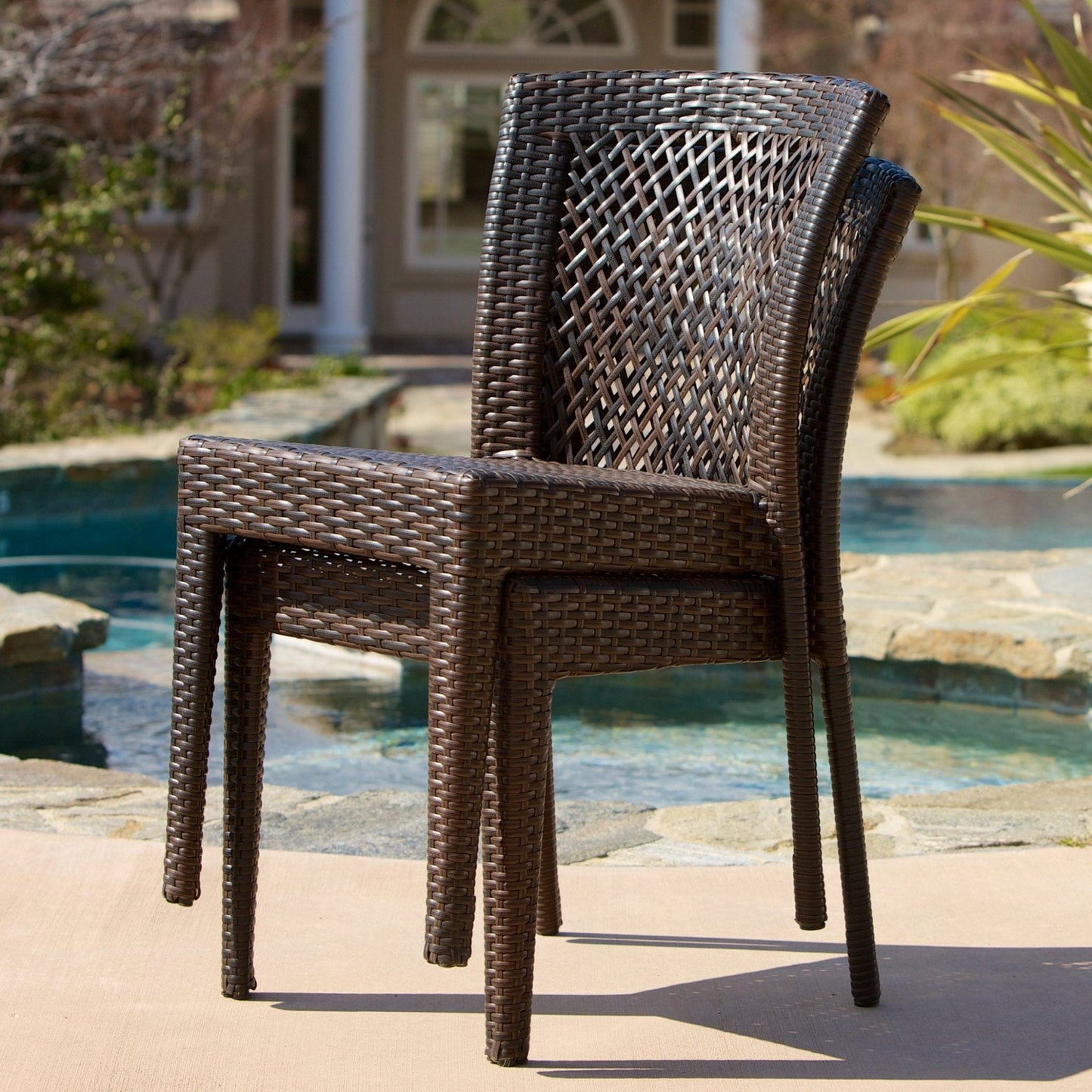 Stellar Outdoor Dining Chair with Rattan Cover, Set of 4