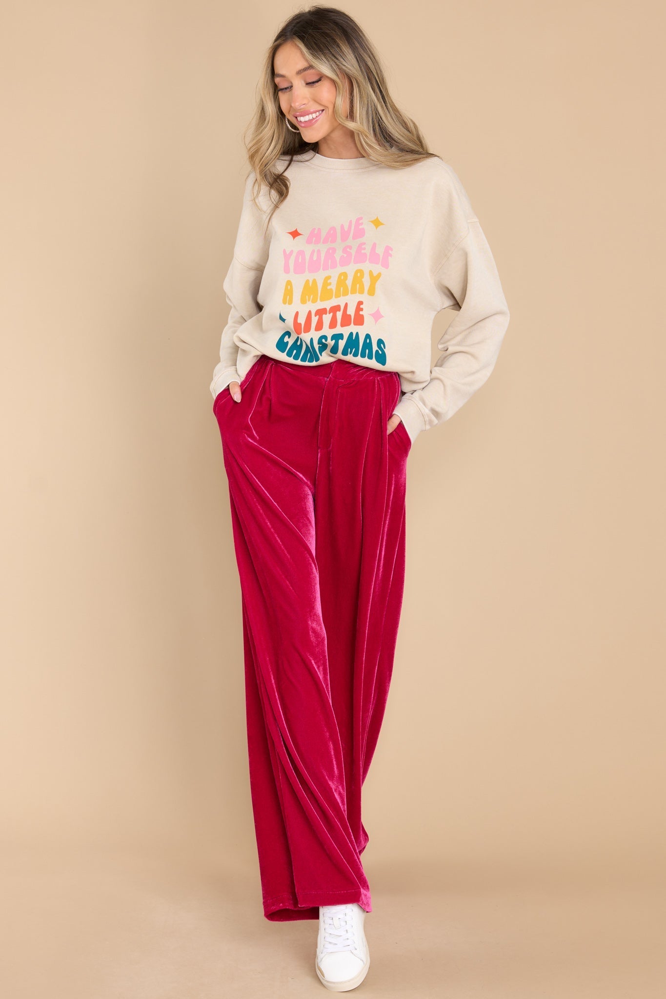 Still Bejeweled Hot Pink Velvet Pants