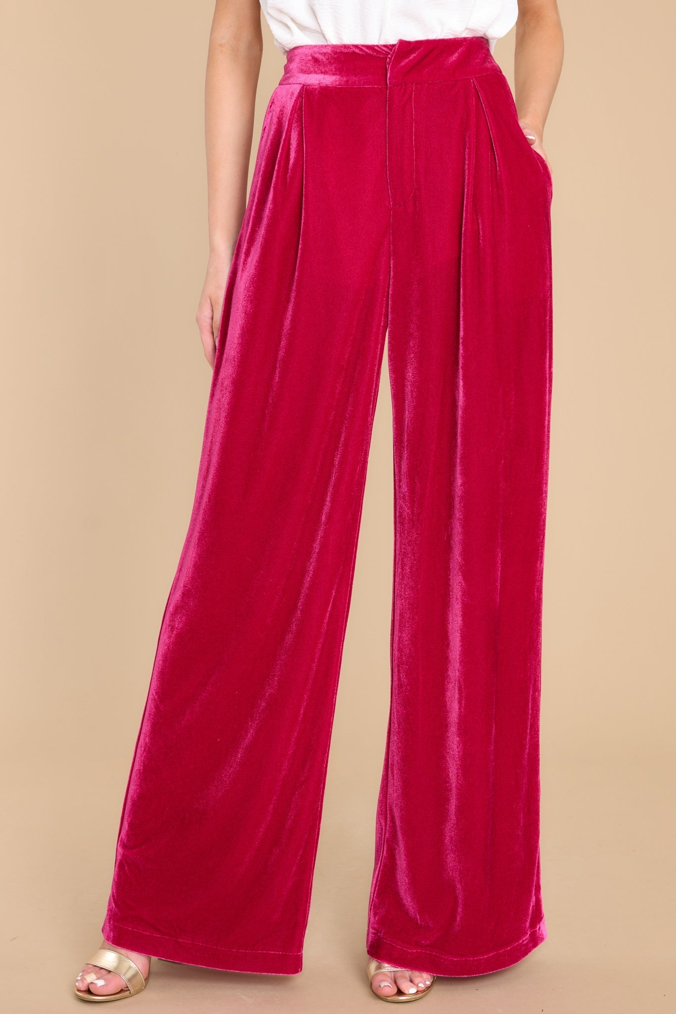 Still Bejeweled Hot Pink Velvet Pants