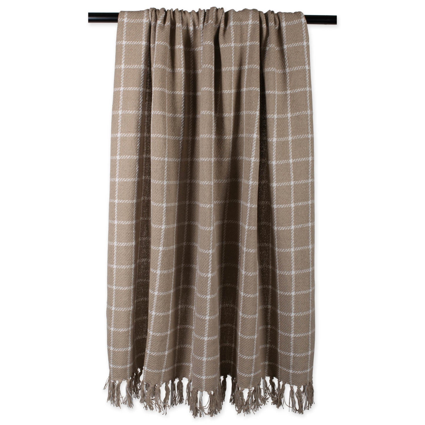 Stone Checked Plaid Throw
