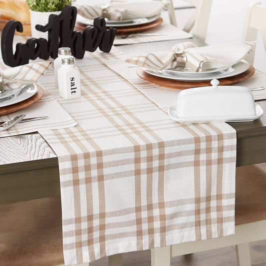 Stone Farm To Table Check 14"X72" Table Runner