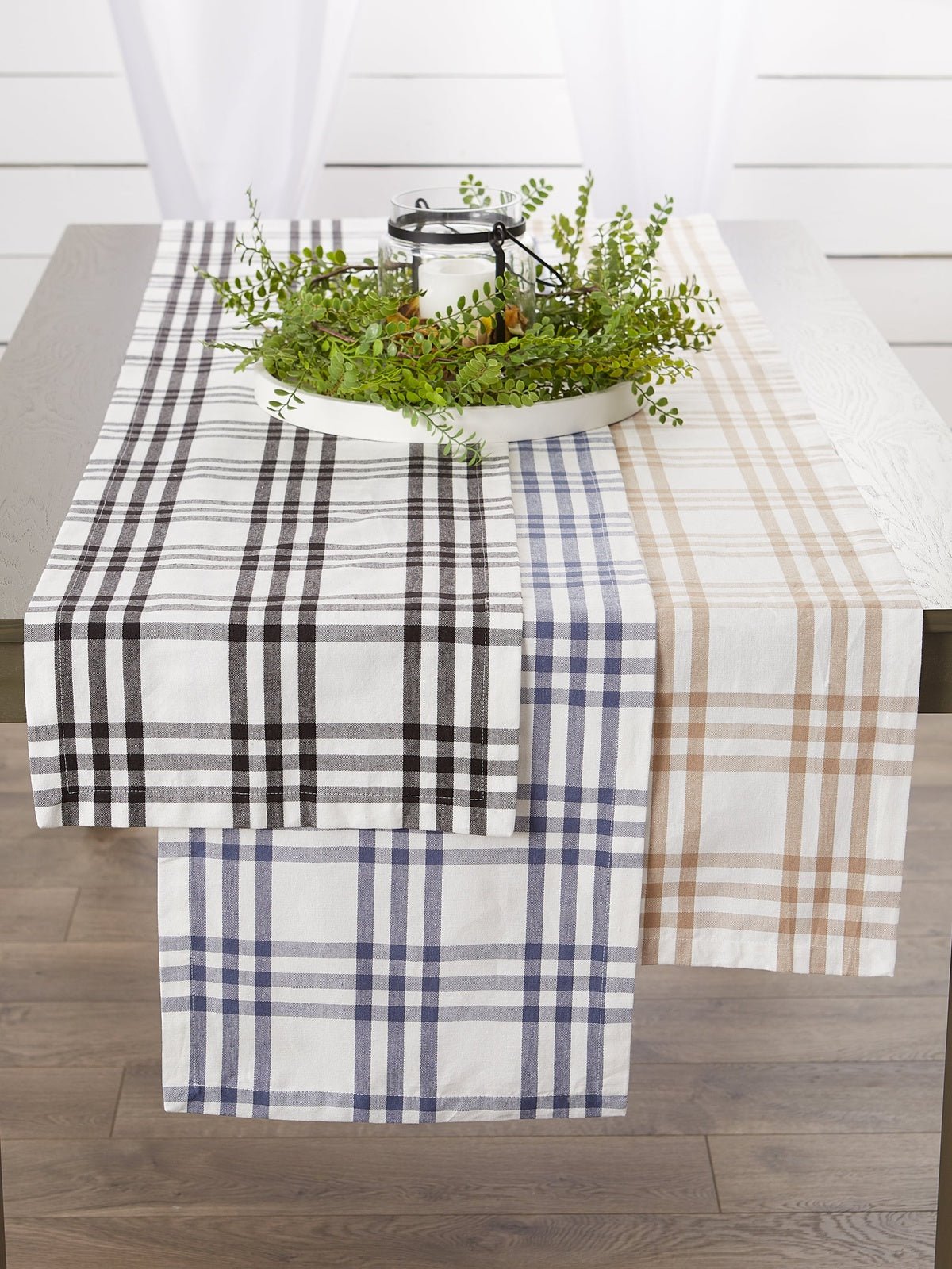 Stone Farm To Table Check 14"X72" Table Runner