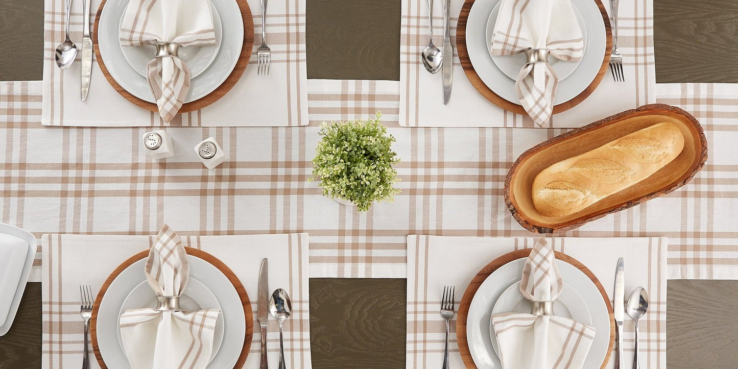 Stone Farm To Table Check 14"X72" Table Runner