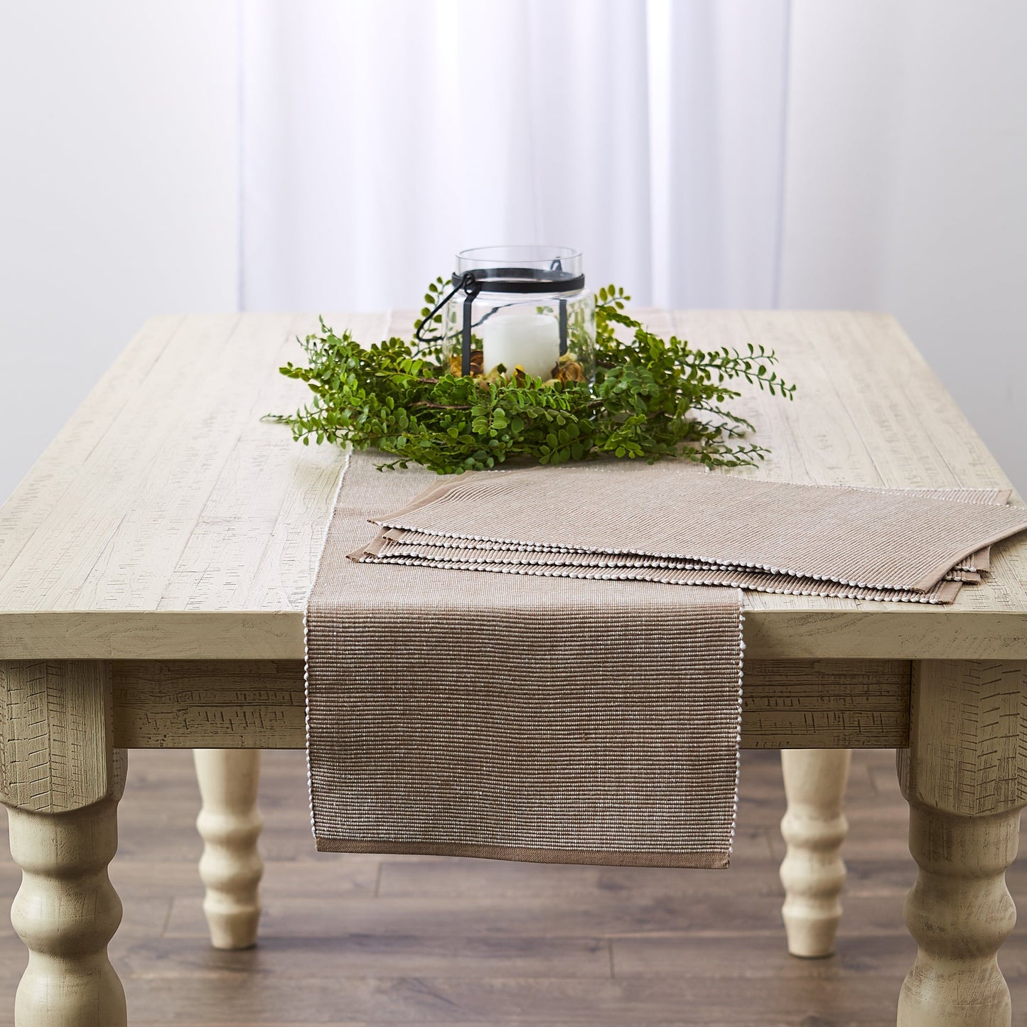 Stone & White 2-Tone Ribbed 13"X108" Table Runner