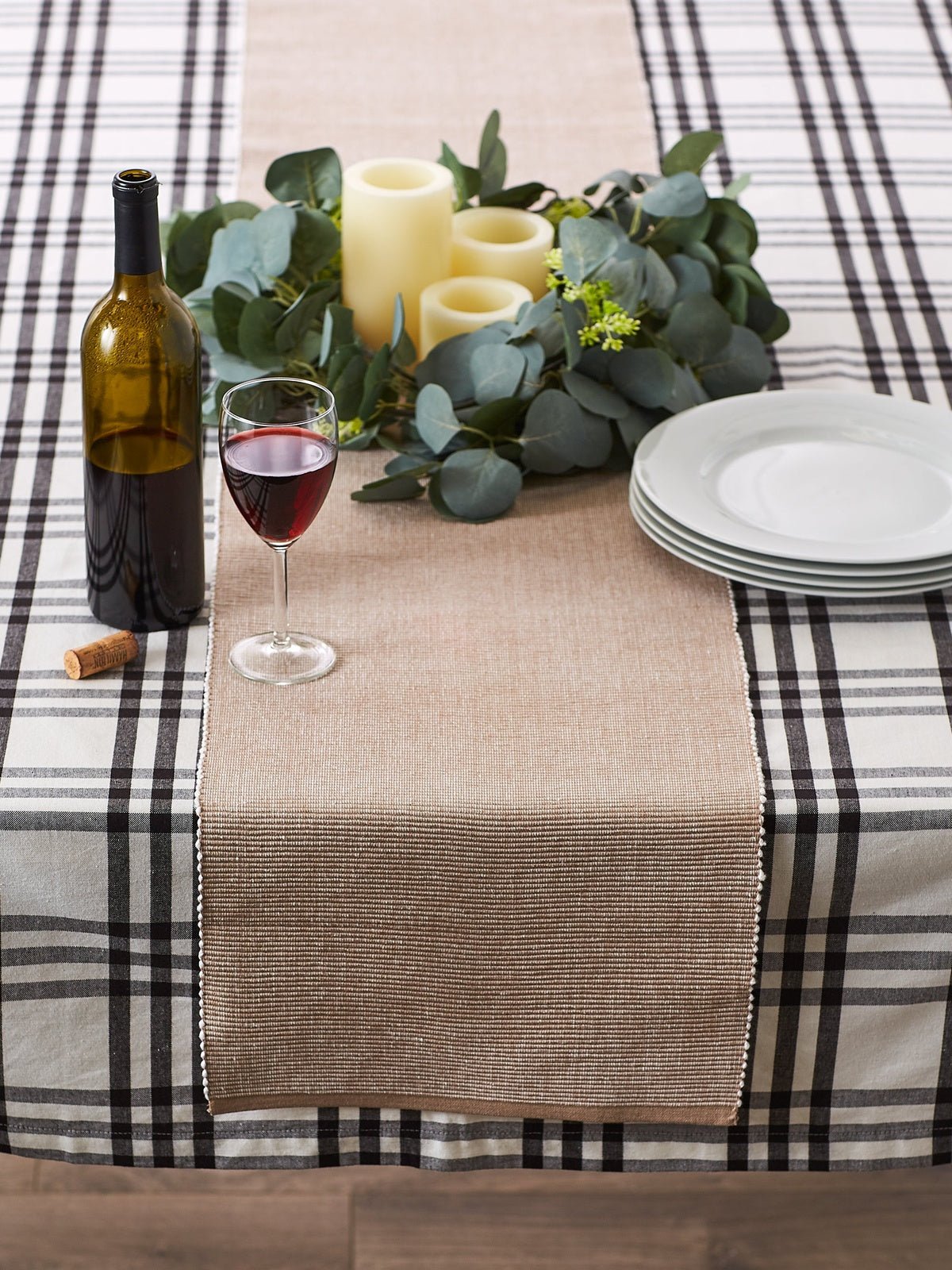 Stone & White 2-Tone Ribbed 13"X108" Table Runner