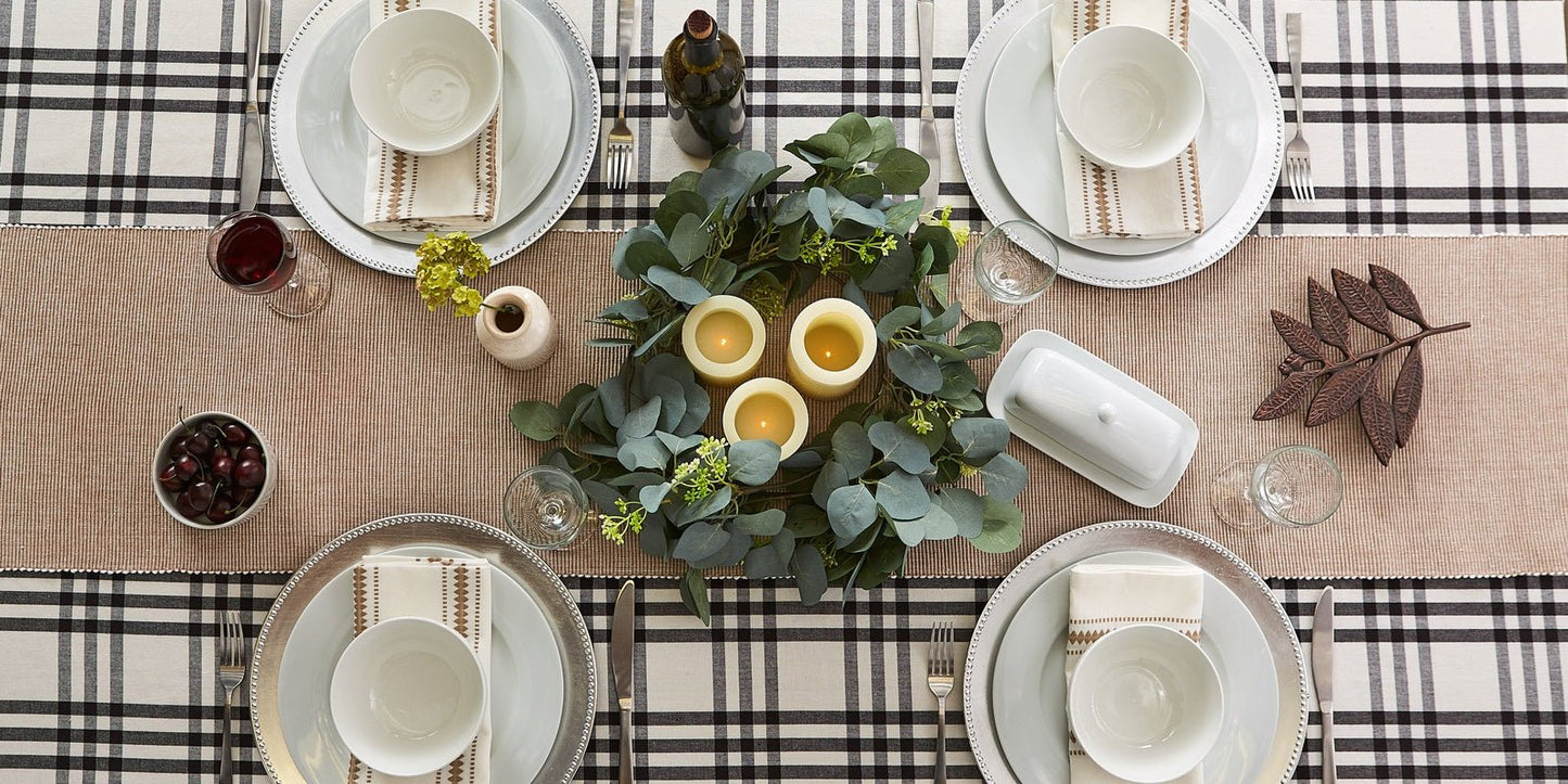 Stone & White 2-Tone Ribbed 13"X108" Table Runner
