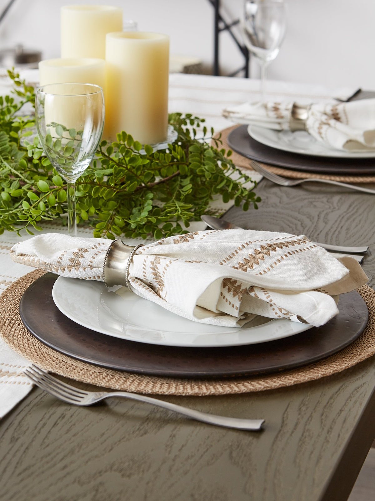 Stone Zig Dobby Stripe Napkins, Set Of 6