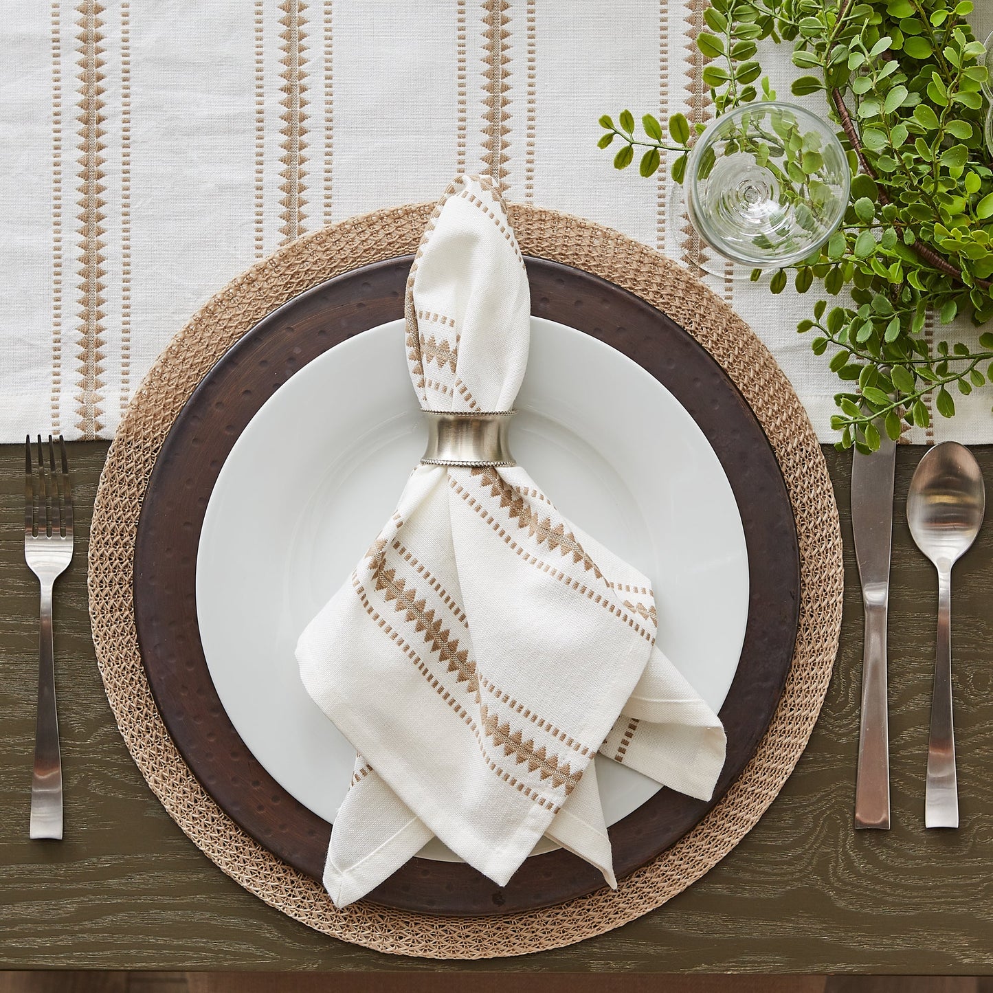 Stone Zig Dobby Stripe Napkins, Set Of 6