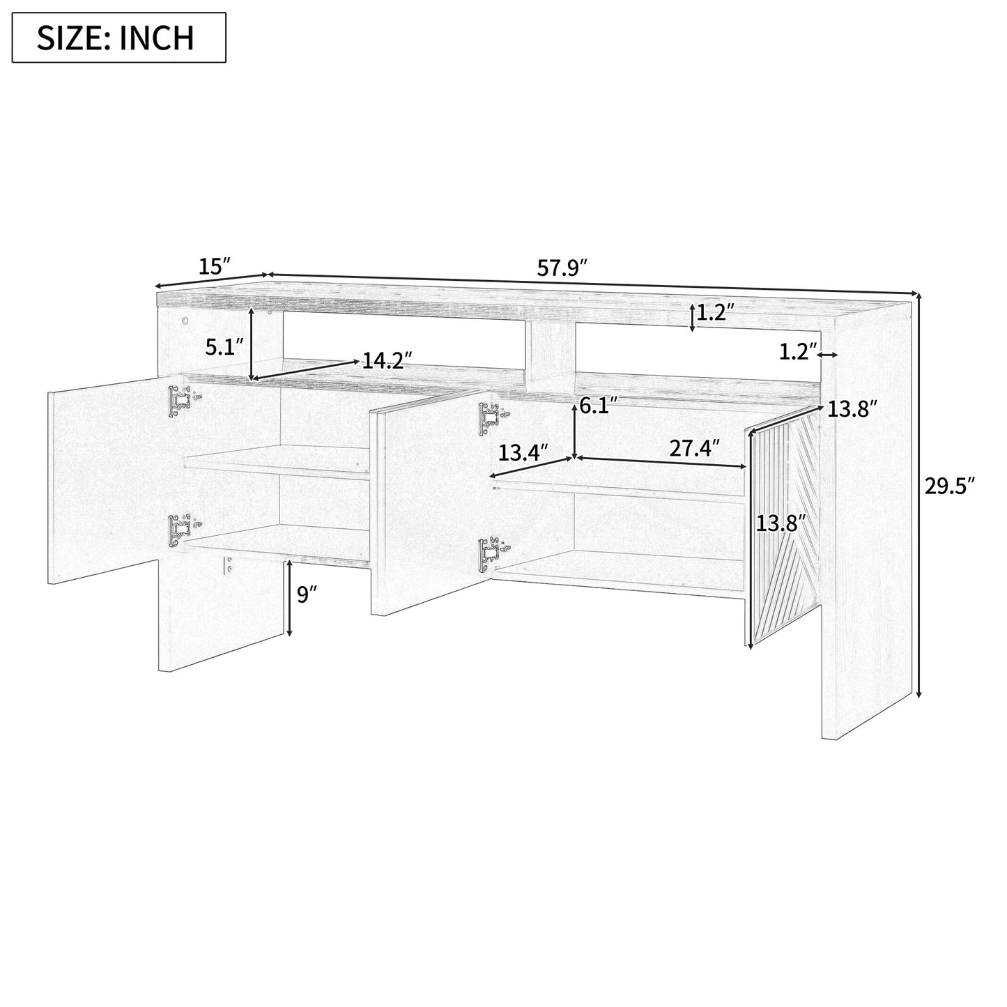 Storage Cabinet with Double-Storey Tabletop and Ample Storage Space