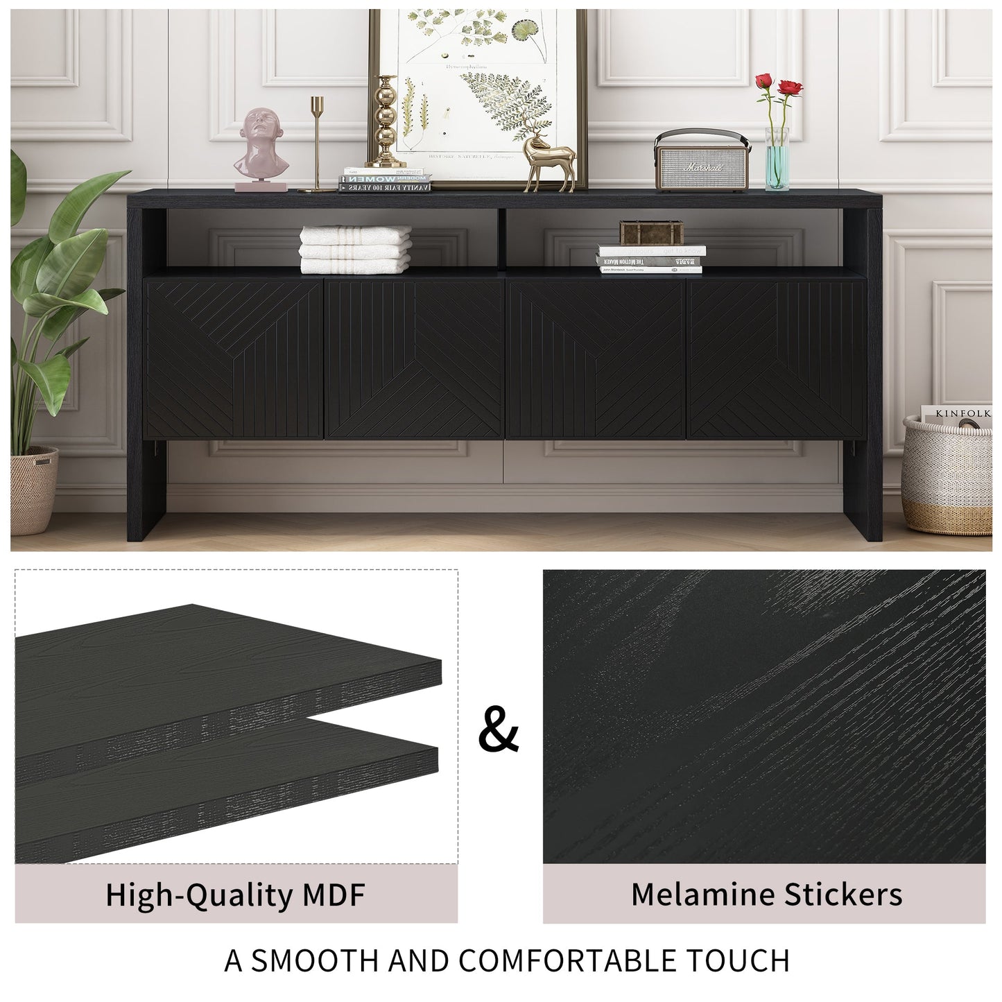 Storage Cabinet with Double-Storey Tabletop and Ample Storage Space