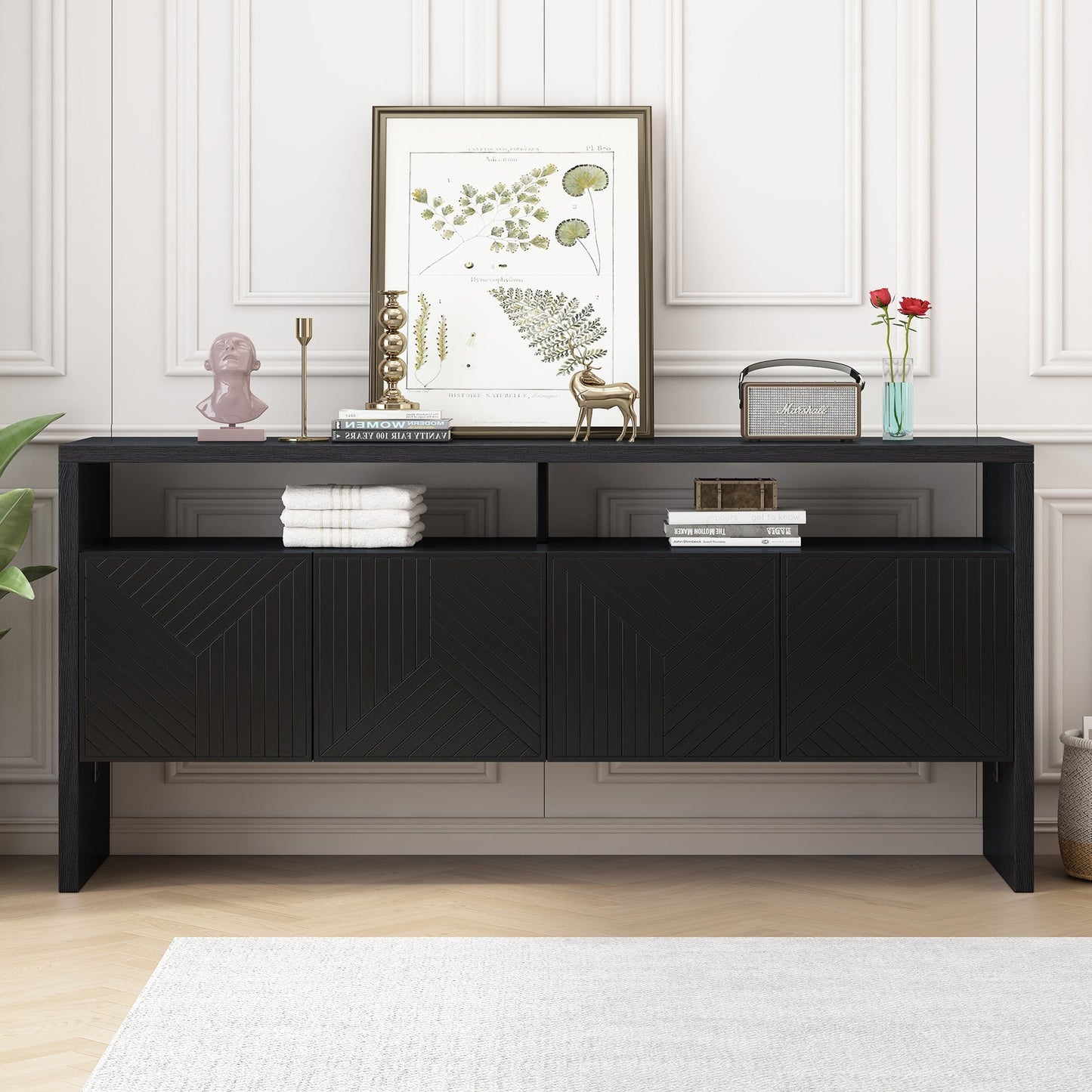 Storage Cabinet with Double-Storey Tabletop and Ample Storage Space