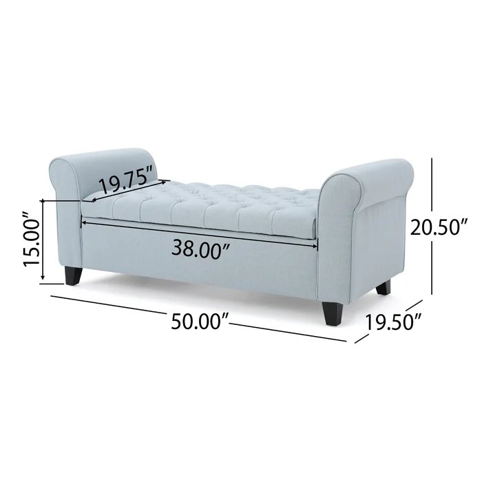 Storage Ottoman with Rolled Arms