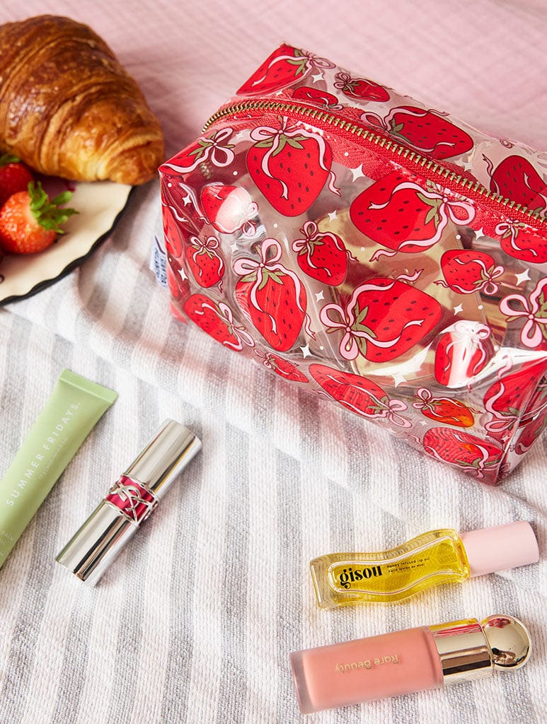 Strawberry Bow Make Up Bag