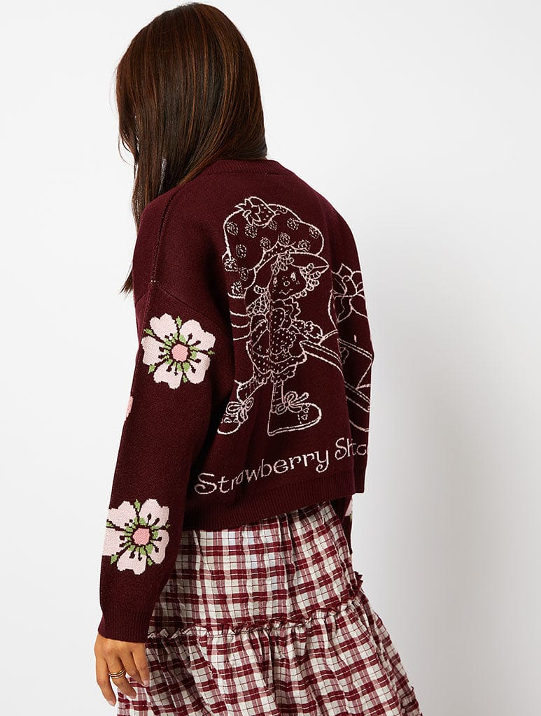 Strawberry Shortcake x Skinnydip Burgundy Knitted Cardigan