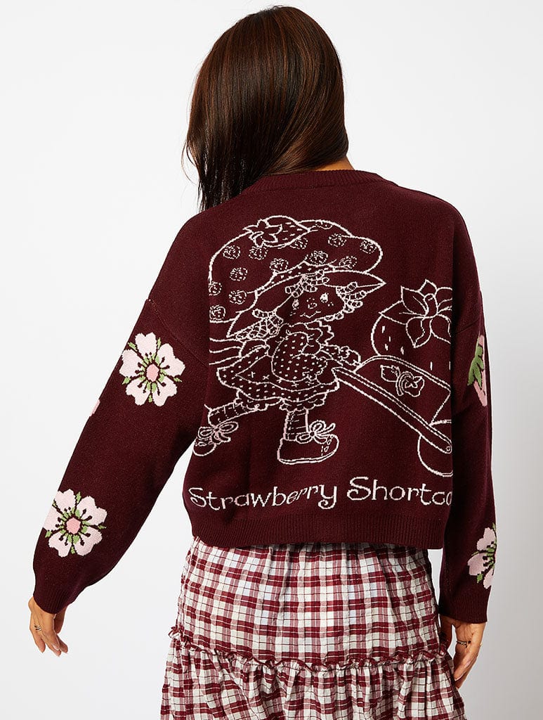 Strawberry Shortcake x Skinnydip Burgundy Knitted Cardigan