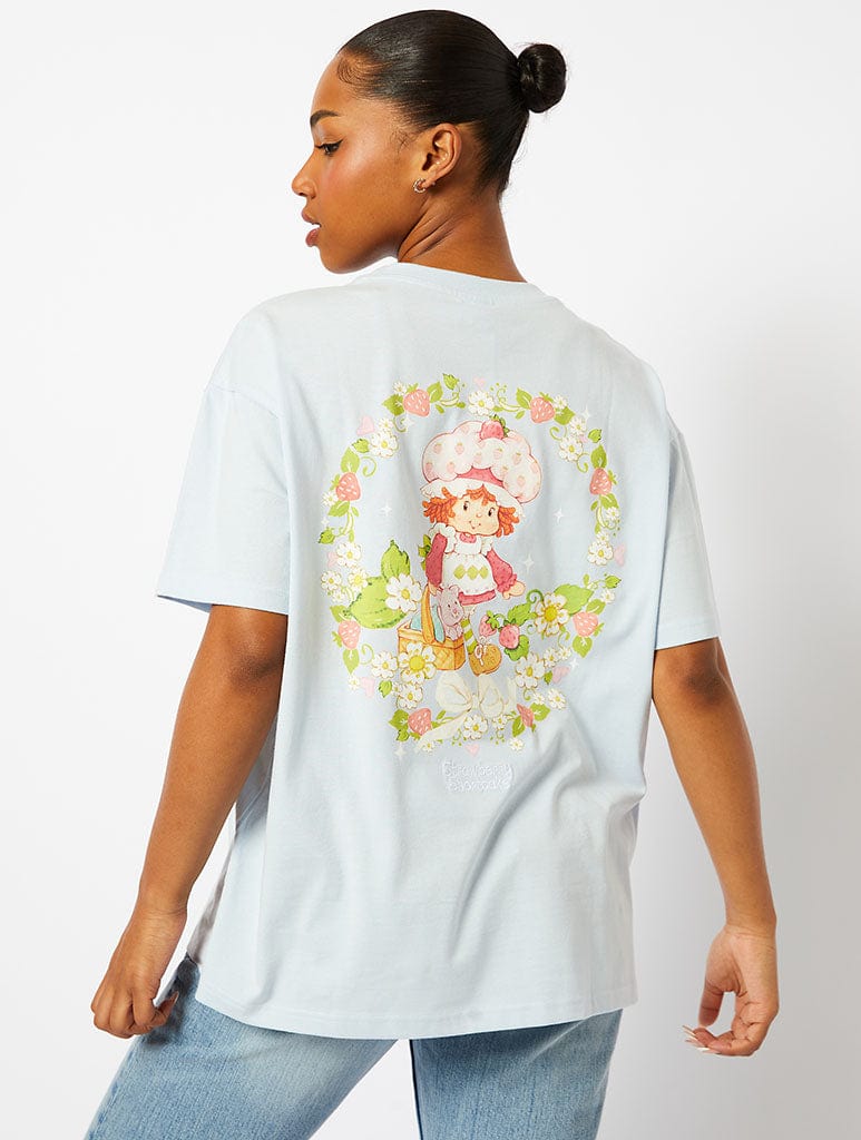 Strawberry Shortcake x Skinnydip Flower T-Shirt in Light Blue