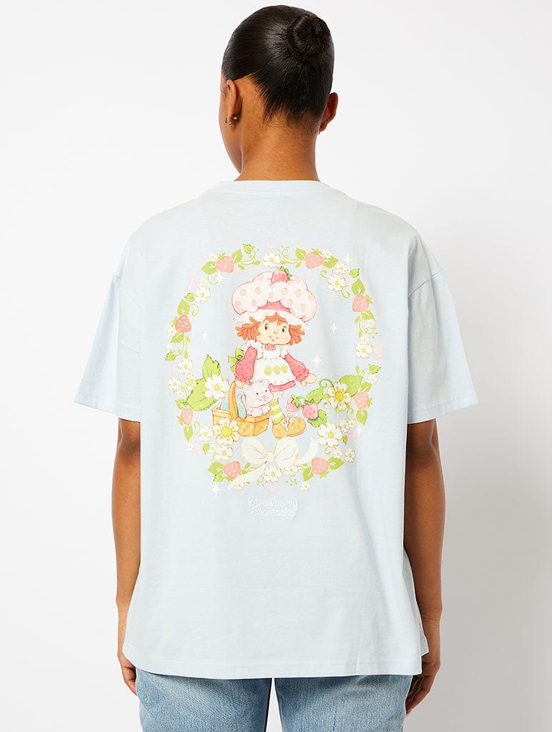 Strawberry Shortcake x Skinnydip Flower T-Shirt in Light Blue