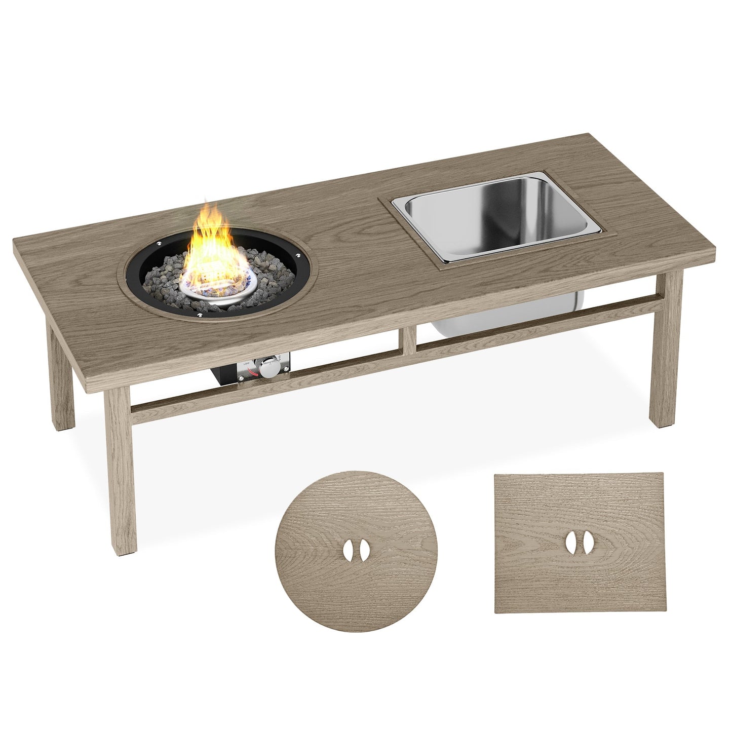 Strickland Coffee Table with Ice Bucket and Fire Pit