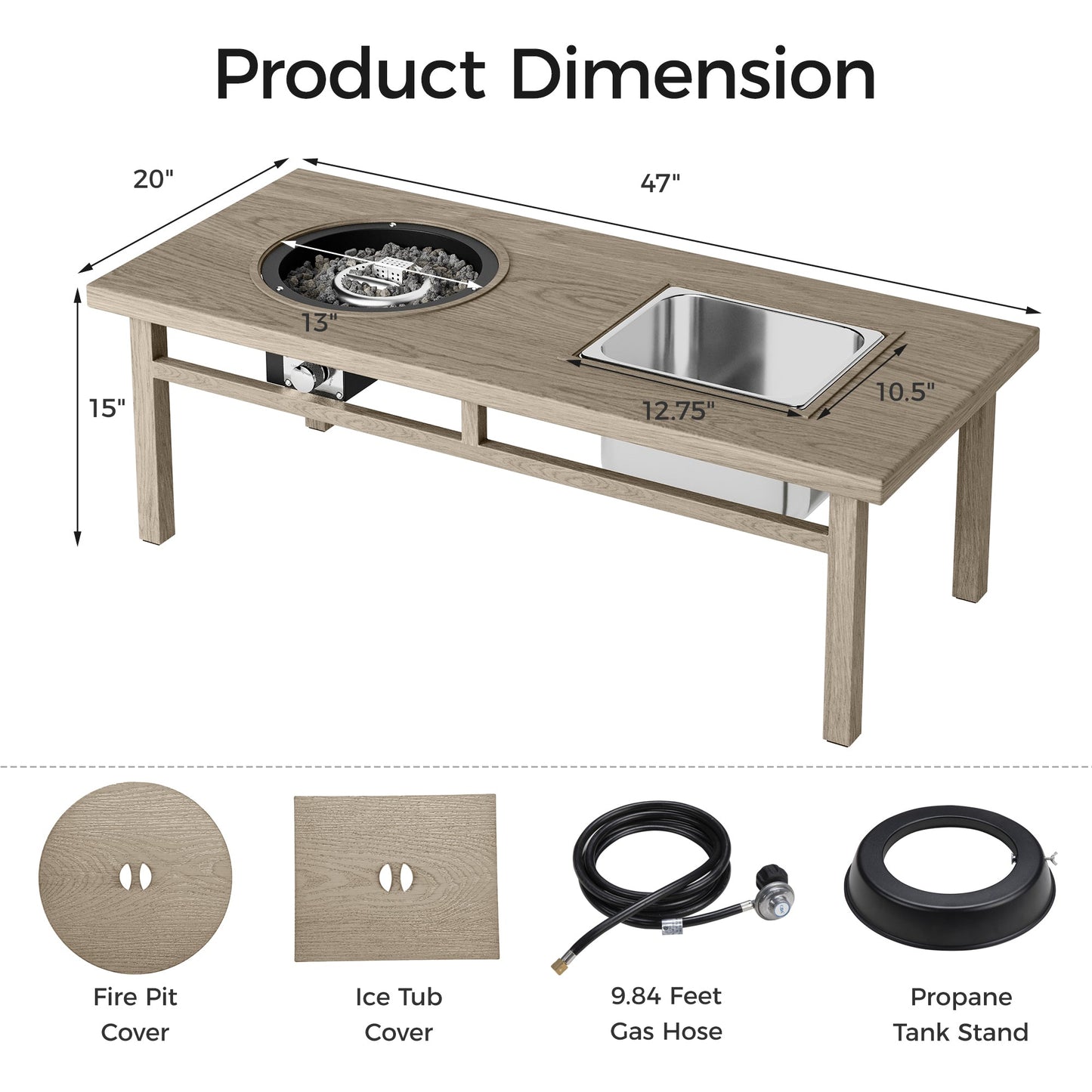 Strickland Coffee Table with Ice Bucket and Fire Pit