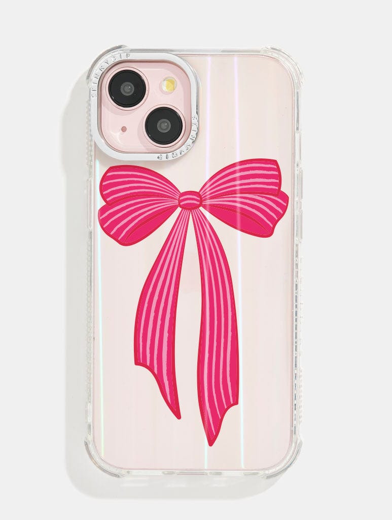 Striped Christmas Single Bow Shock iPhone Case