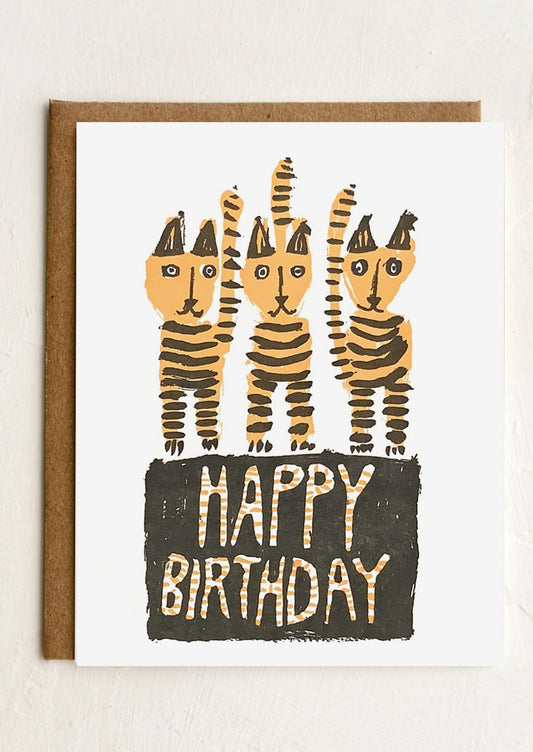 Striped Cats Birthday Card