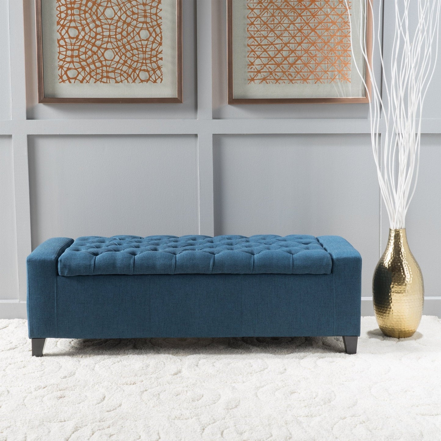 Synchronize Upholstered Storage Bench with Button Tufted Diamond Stitch