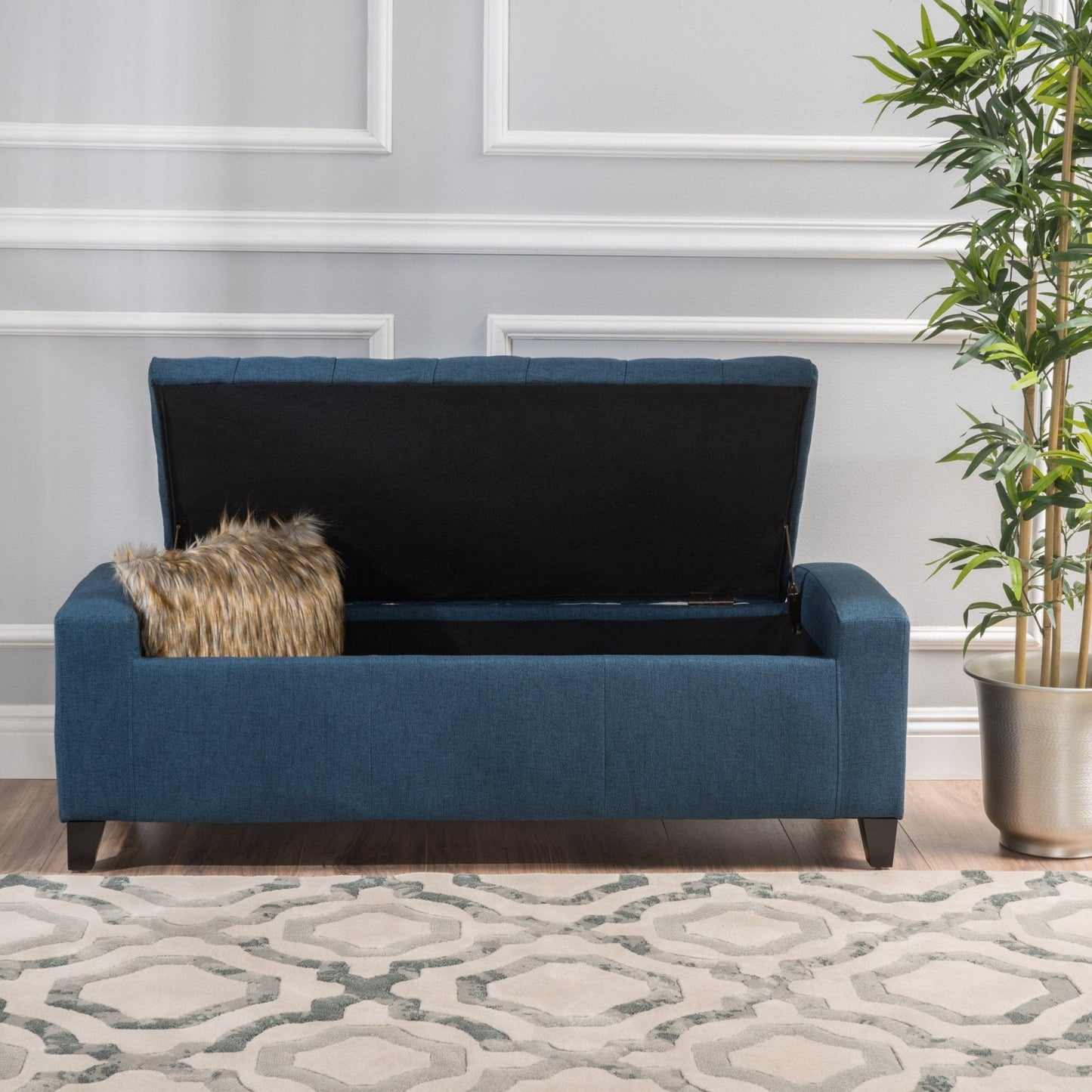 Synchronize Upholstered Storage Bench with Button Tufted Diamond Stitch