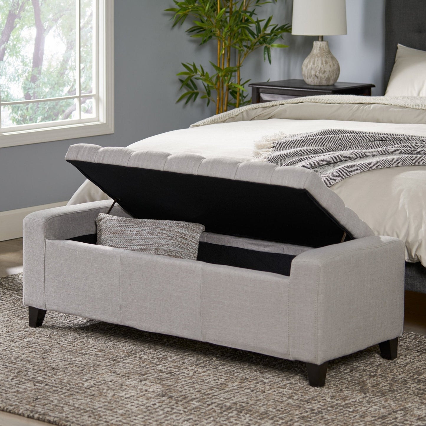Synchronize Upholstered Storage Bench with Button Tufted Diamond Stitch