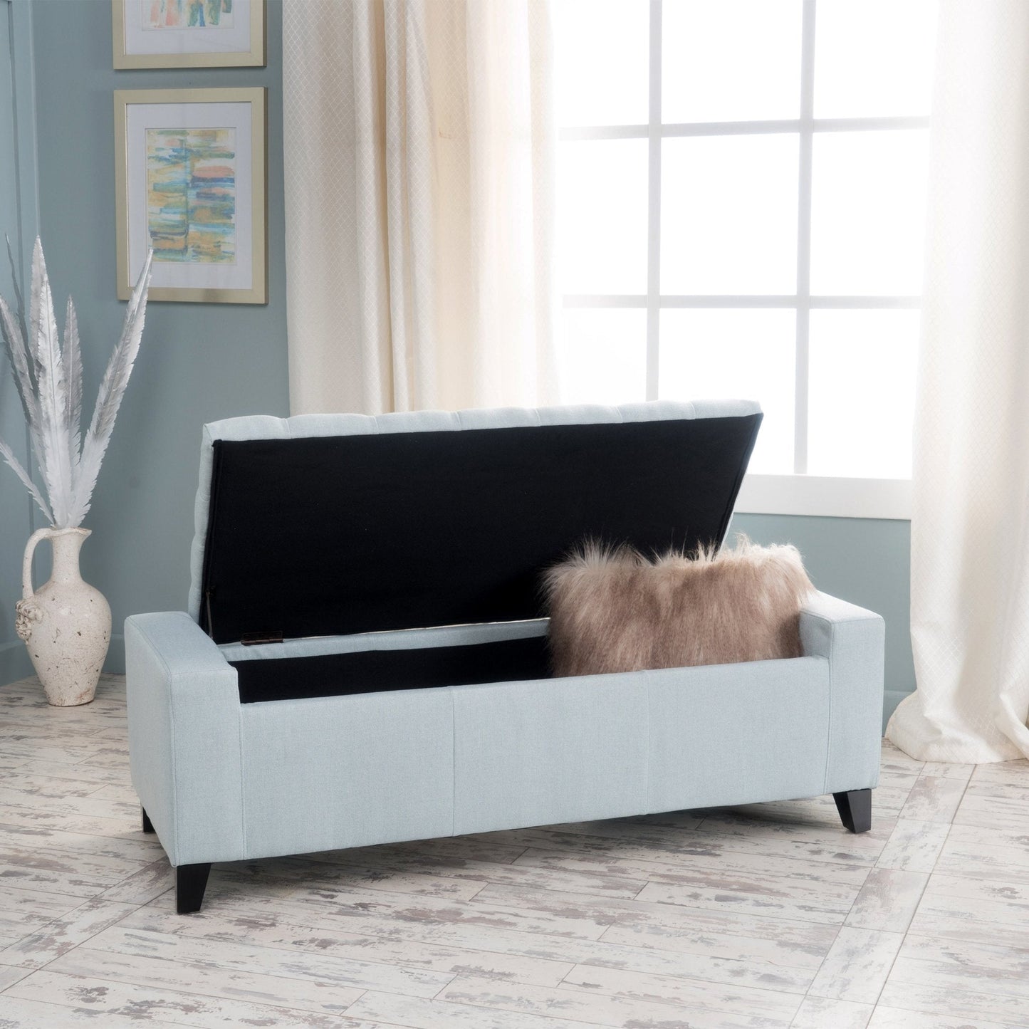 Synchronize Upholstered Storage Bench with Button Tufted Diamond Stitch