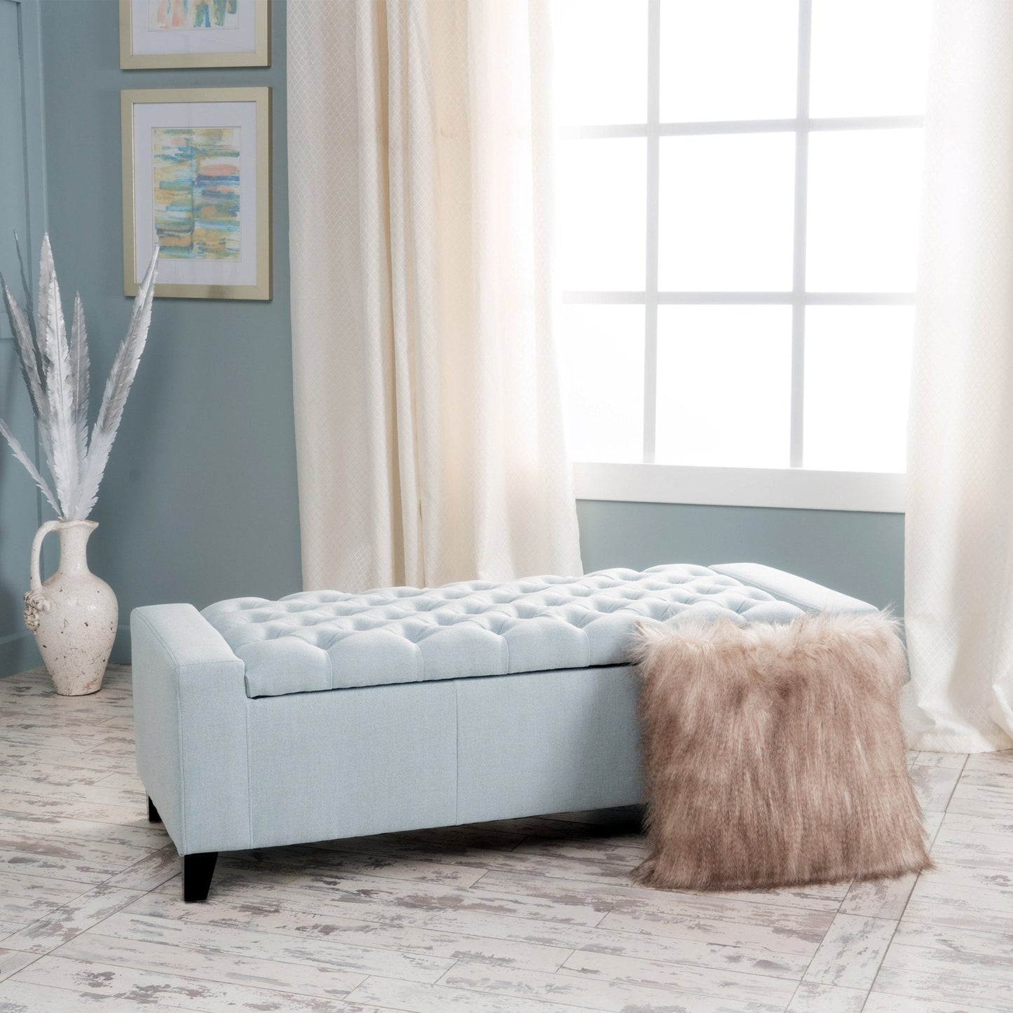 Synchronize Upholstered Storage Bench with Button Tufted Diamond Stitch