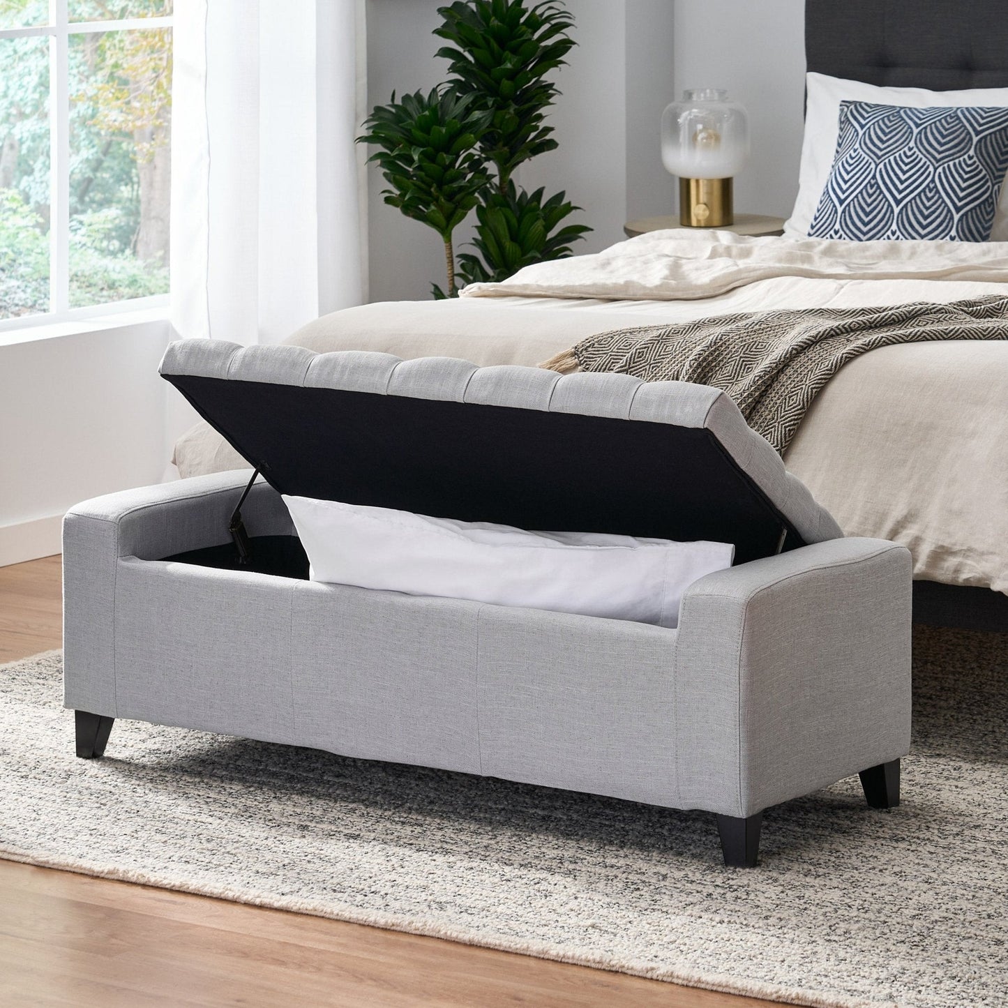 Synchronize Upholstered Storage Bench with Button Tufted Diamond Stitch
