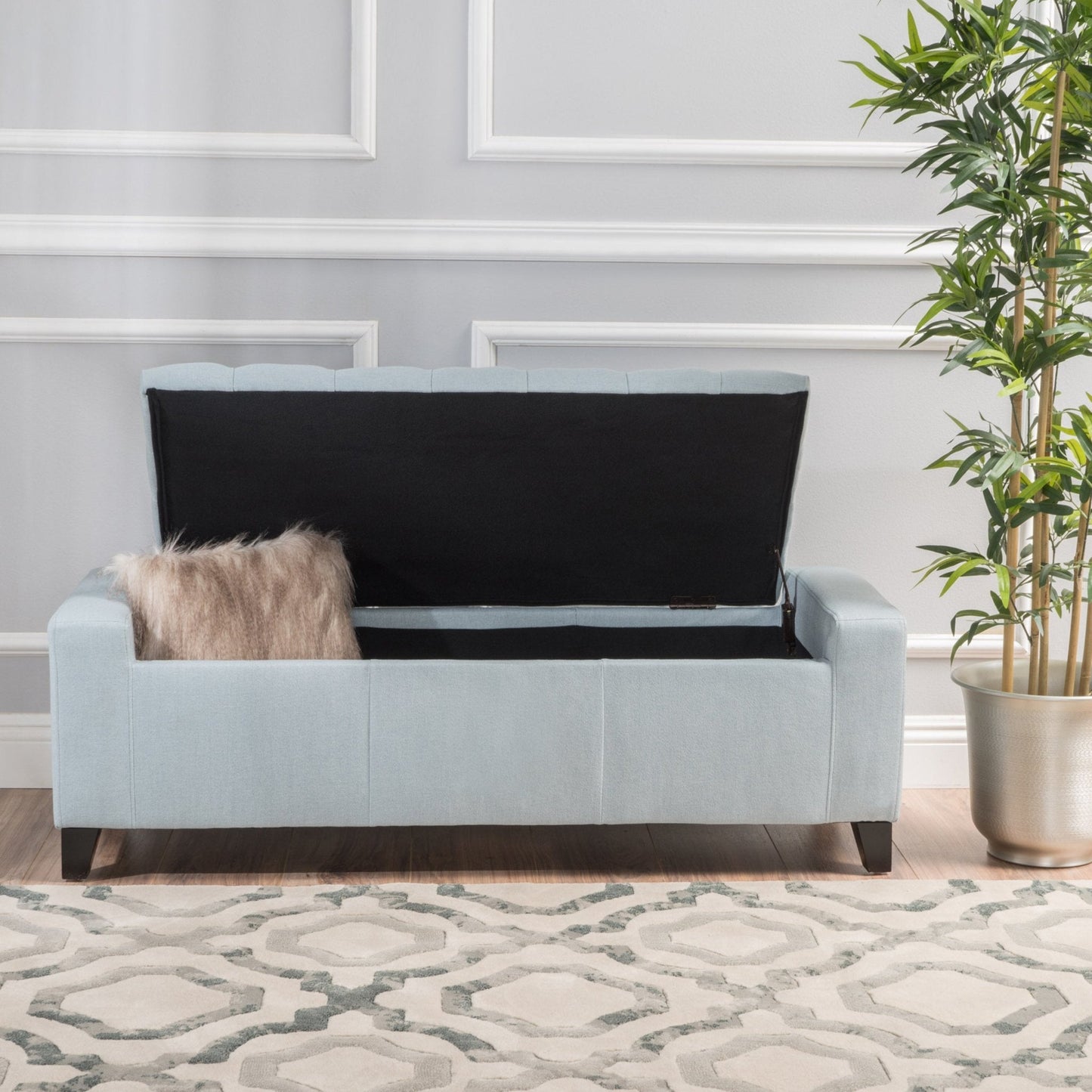 Synchronize Upholstered Storage Bench with Button Tufted Diamond Stitch