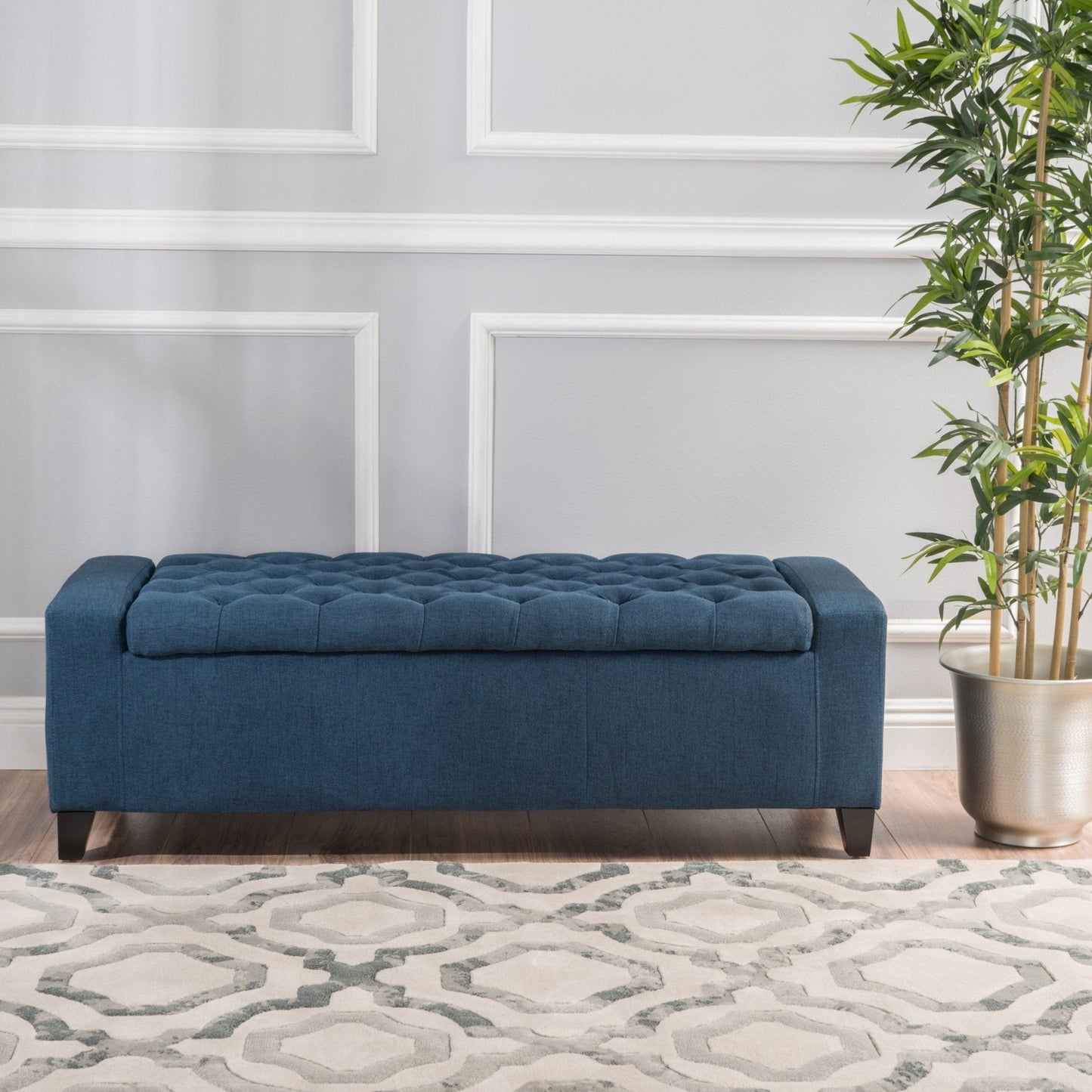 Synchronize Upholstered Storage Bench with Button Tufted Diamond Stitch