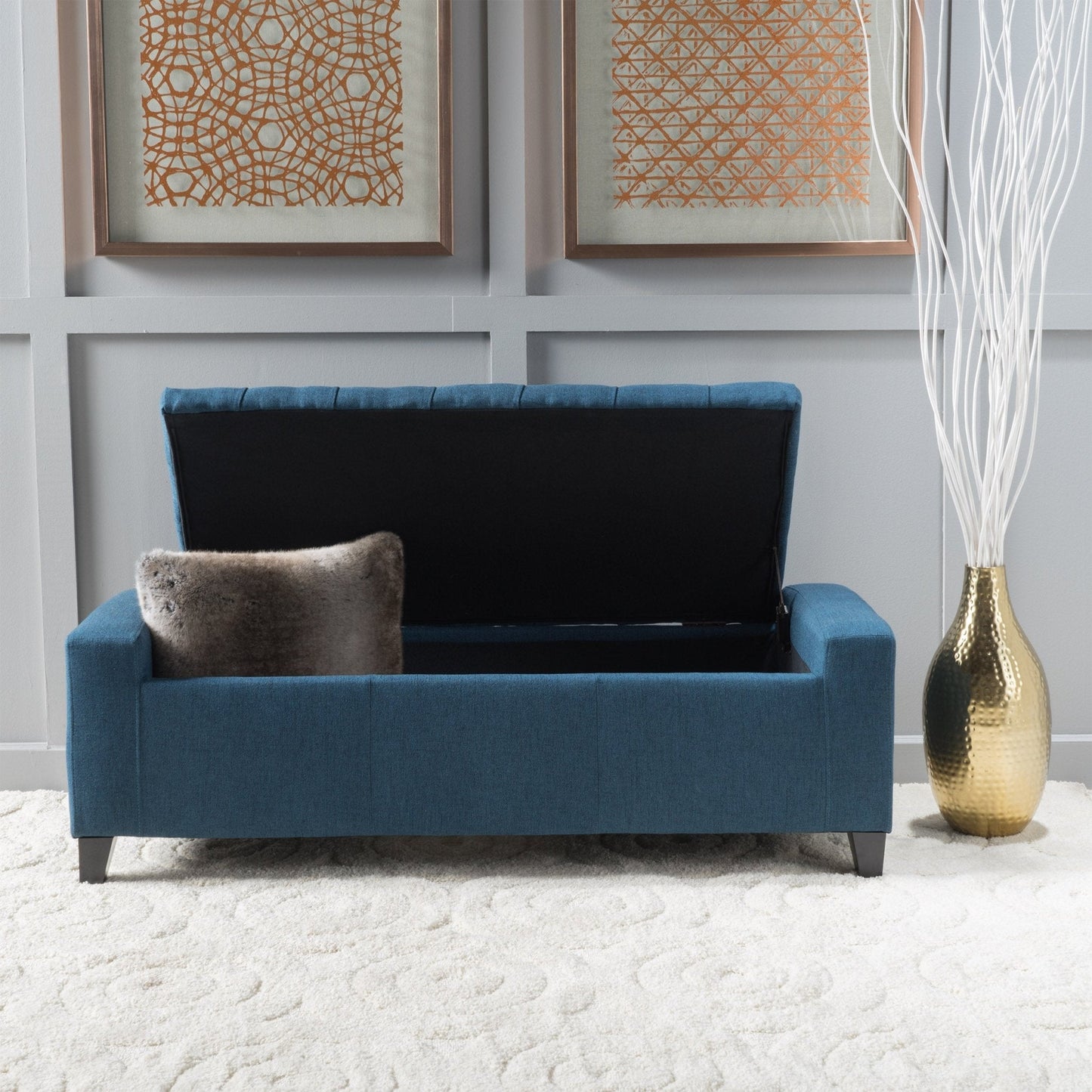 Synchronize Upholstered Storage Bench with Button Tufted Diamond Stitch