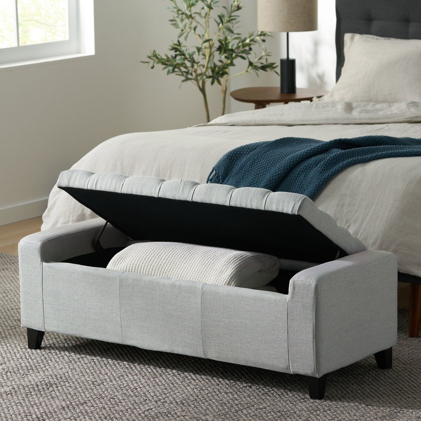 Synchronize Upholstered Storage Bench with Button Tufted Diamond Stitch