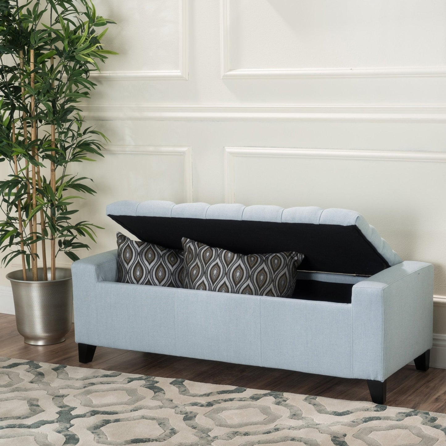 Synchronize Upholstered Storage Bench with Button Tufted Diamond Stitch
