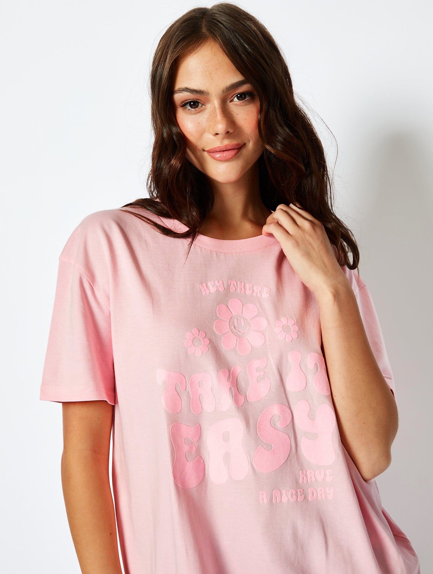 Take it Easy Oversized Pink T-Shirt