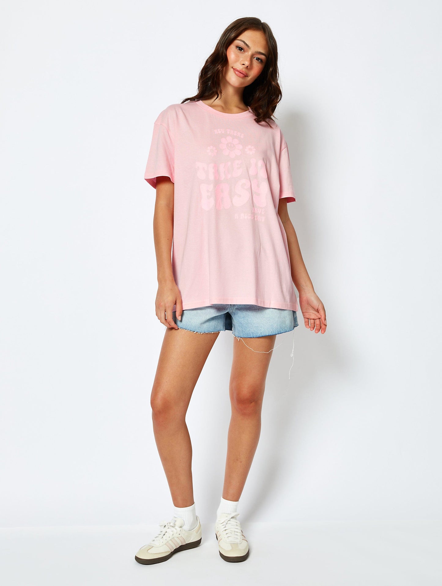 Take it Easy Oversized Pink T-Shirt