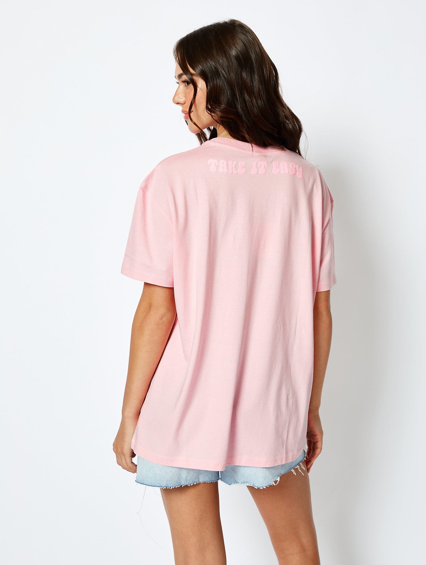 Take it Easy Oversized Pink T-Shirt
