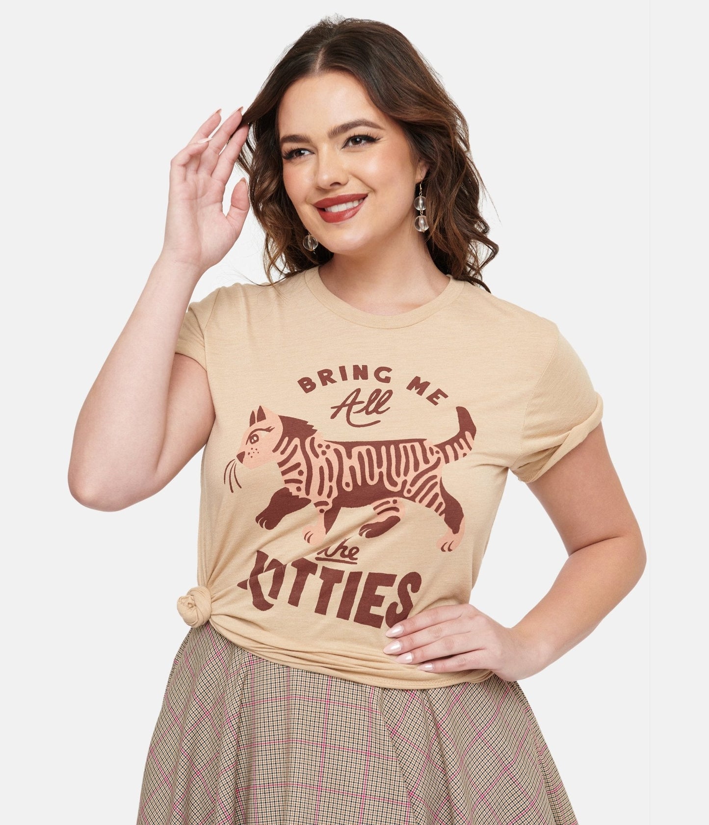 Tan Bring Me All The Kitties Graphic Tee