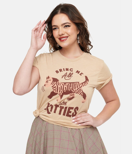 Tan Bring Me All The Kitties Graphic Tee