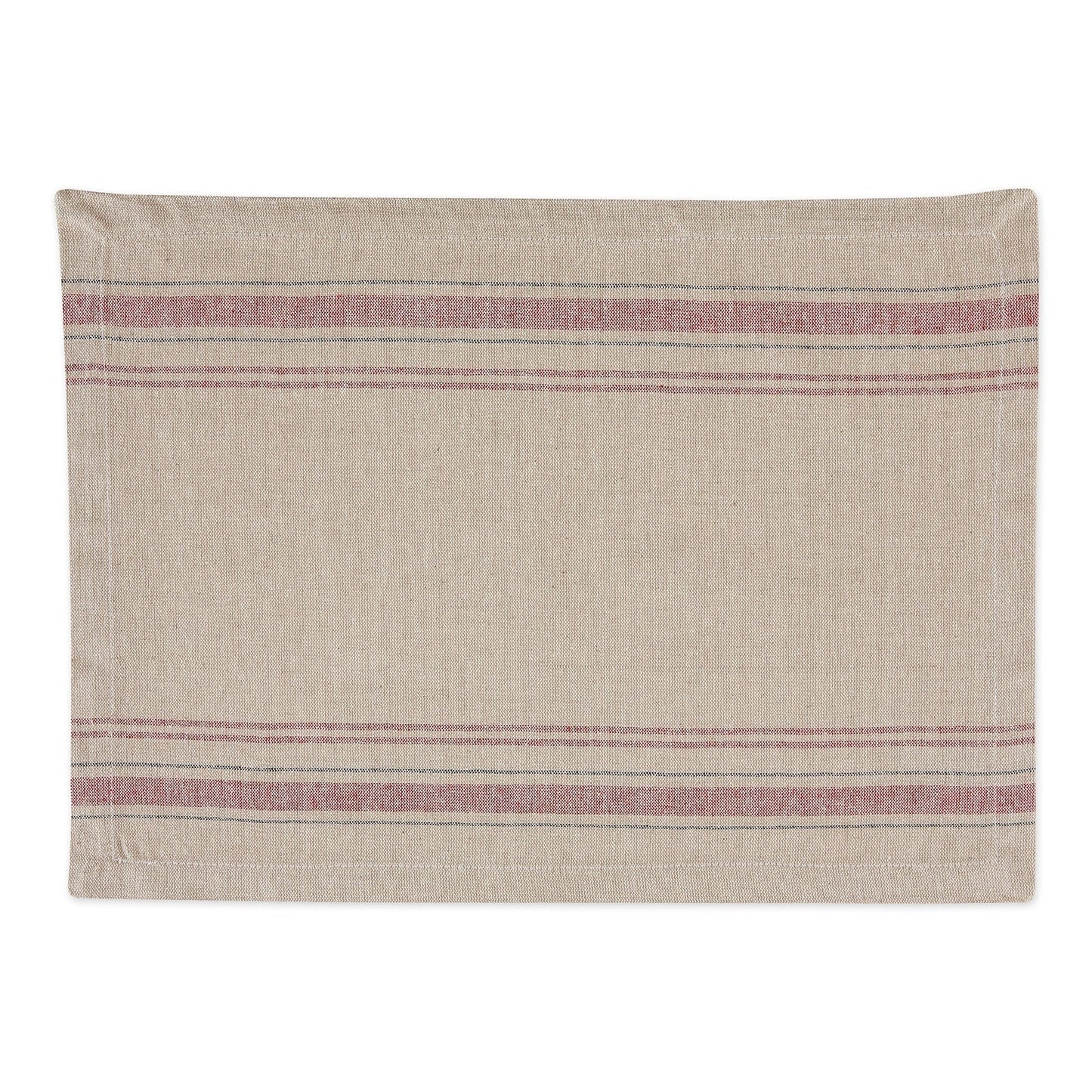 Tango Red French Stripe Placemats, Set Of 6